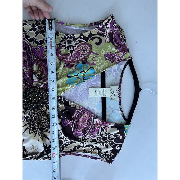 Y2K Fairy Grunge Dress ICE Slinky Knit Size 8 Womens Goblincore Beaded Babydoll - Picture 6 of 8